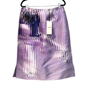 Delcore $1400 Purple Pleated A-Line Skirt Made In Italy Size 44 Size Large NWT